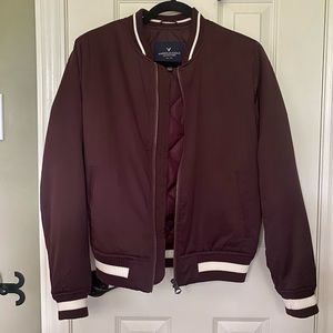 Burgundy bomber jacket